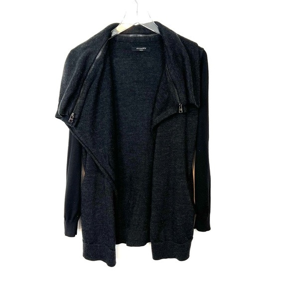 All Saints grey open long Wool Cardigan S - Picture 2 of 10